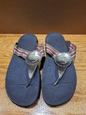 FitFlop Womens Sandals Bronze Size 10 Slides Walkstar Toe Post