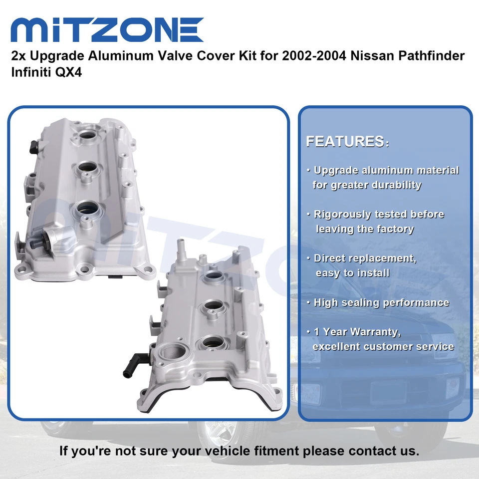 2x Kit de cubierta de válvula de aluminio de actualización para Nissan Pathfinder Infiniti QX4 2002-2004 Foto 2 de 4