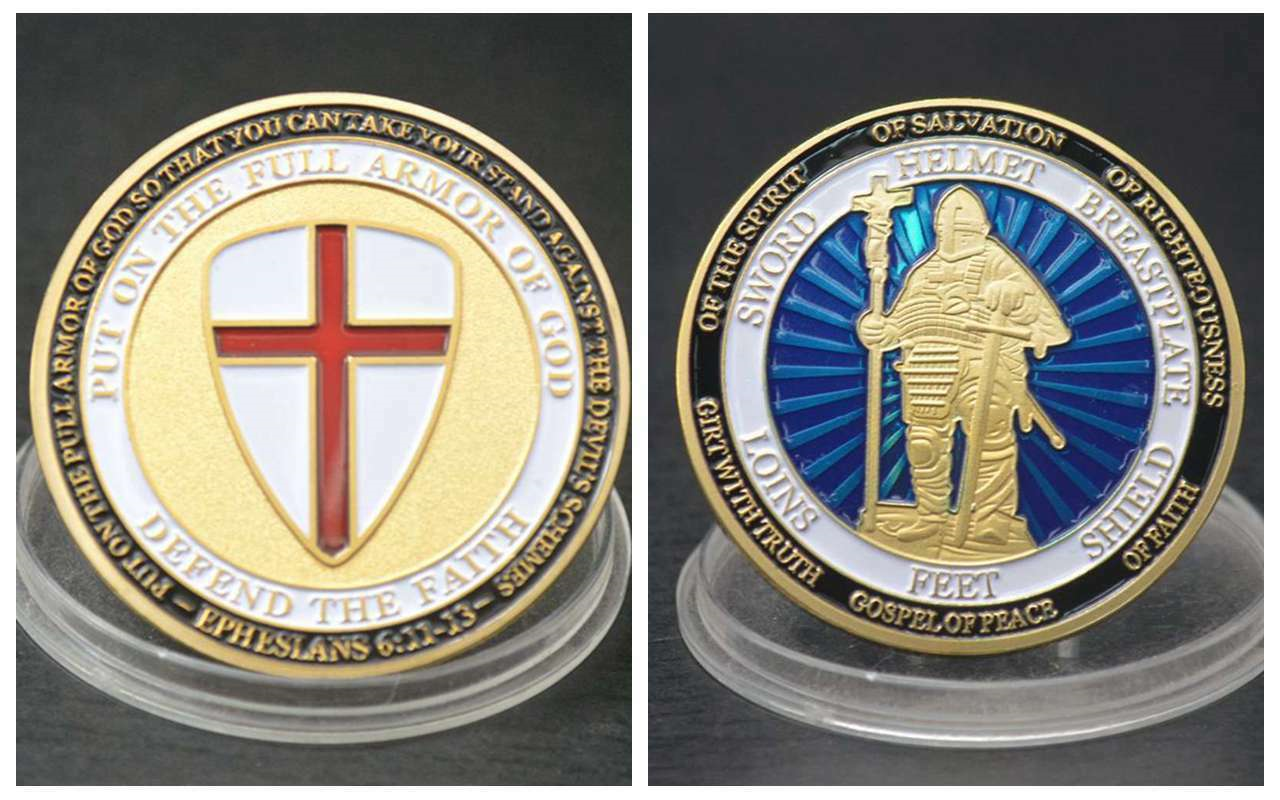 Put On the Whole Armor Of God Commemorative Challenge Coin Collection Blue