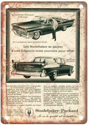 1958 Studebaker Vintage Automobile Ad Retro Look Reproduction Metal Sign A2874
