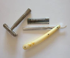 Vintage Hair Shaper Straight Razor Dubl Duck And Flair Tip Razor 