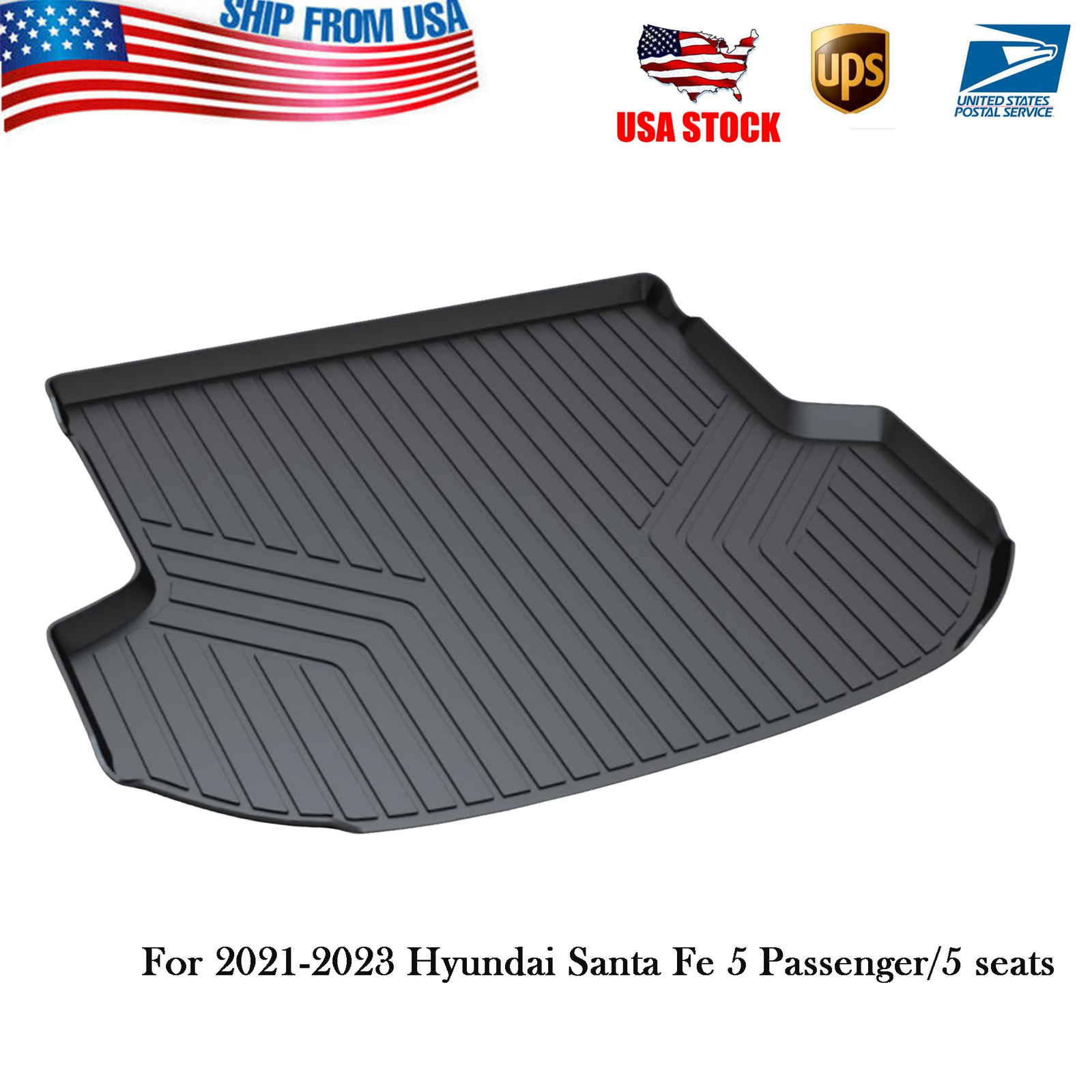Rear Cargo Boot Tray Liner Mat Black for 2021-2023 Hyundai Santa Fe 5 seats