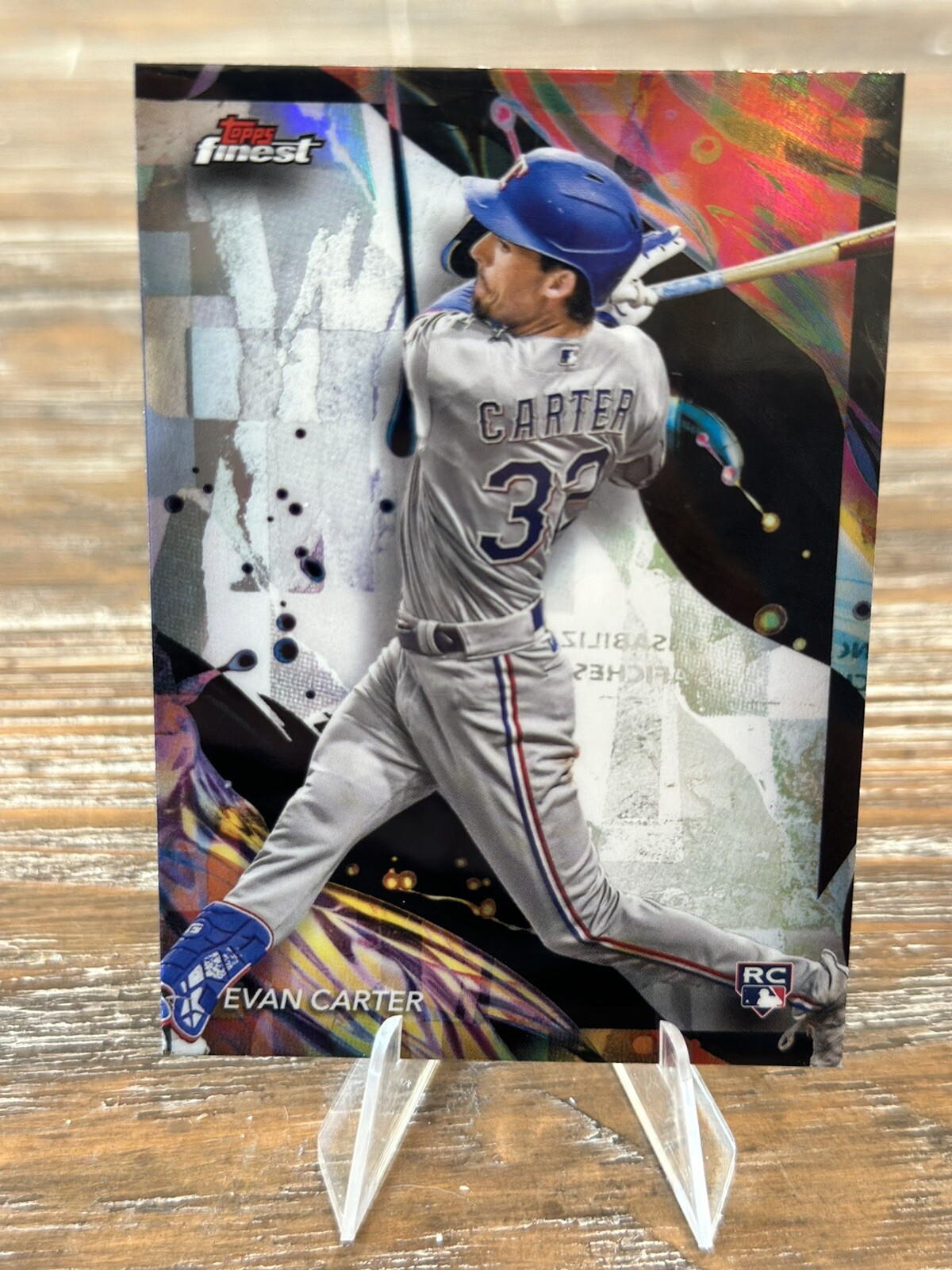 2024 Topps Finest Evan Carter RC Uncommon Silver Refractor Texas Rangers #107