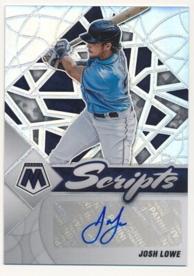 JOSH LOWE 2022 PANINI MOSAIC SCRIPTS #JL HOLO PRIZM AUTOGRAPH TAMP BAY RAYS SP