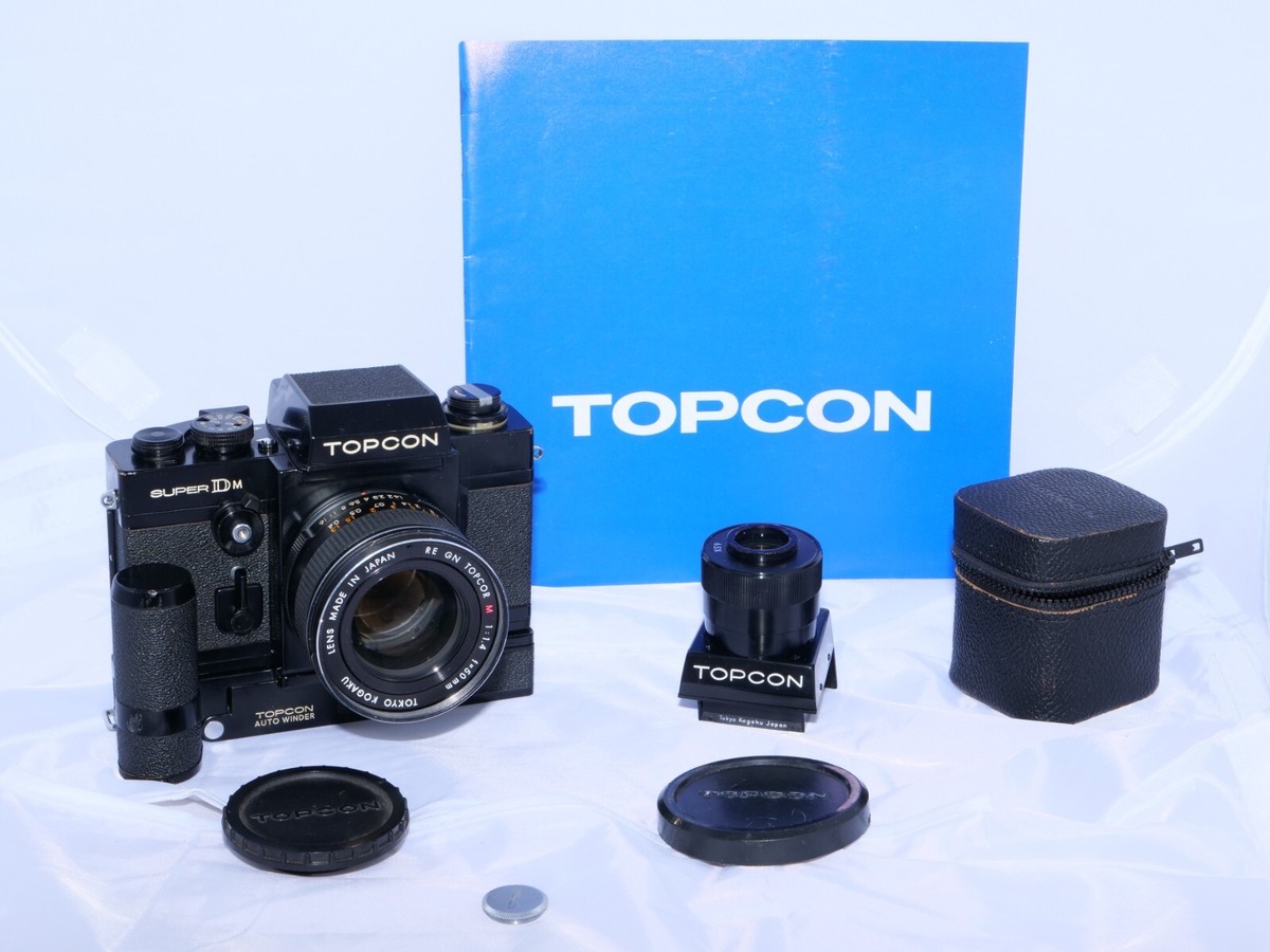 TOPCON SUPER DM ワインダー レンズ　セット Topcon Super DM black camera. GN-Topcor 50mm f1.4 lens