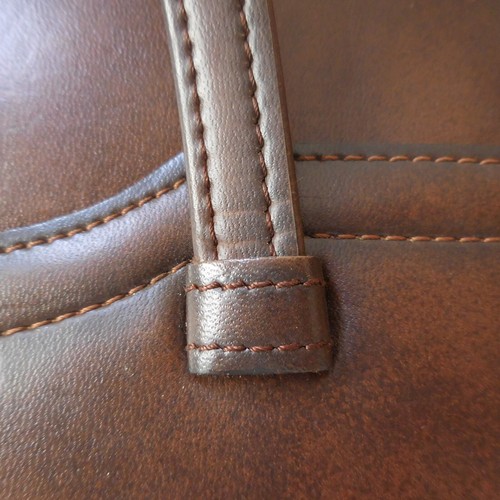 N9367 Borsetta EMY Marrone Pelle Metallo Dorato Donna Pelle Art Déco Francia - Foto 3 di 12