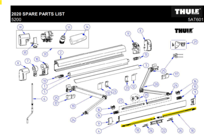 Omnistor / Thule Motorhome Awning Center Support – Extra Leg – 306778