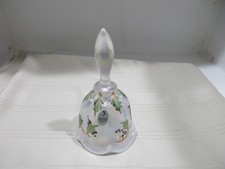 FENTON Bell Hand Painted Label intact Trimmed in gold - S. Miller opalascent