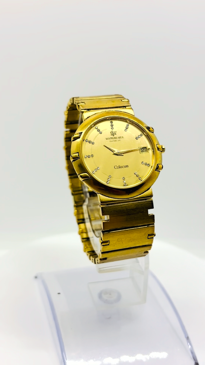 Exc+5] RAYMOND WEIL Coliseum 18K Gold QZ Watch Used Working From