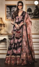 Mongas Printed Peplum Top With Skirt Lehenga
