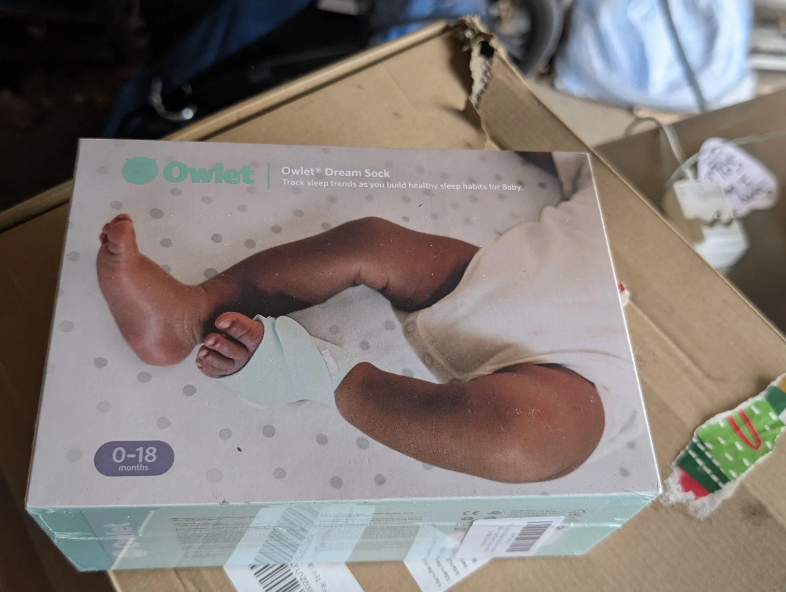 Owlet Dream Sock baby monitor, designed for infants from 0-18 months