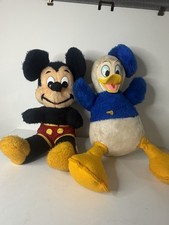 Vintage Disney Mickey Mouse Donald Duck Plush Set 1960s/70s Classic Pair