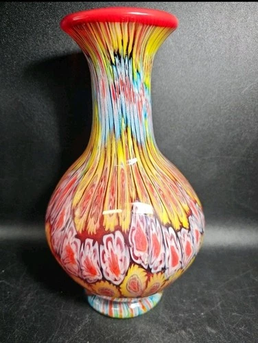 Reserved Listing For Matt. Vintage Murano Millefiore Vase Made In Italy
