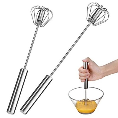 Egg Whisk,2 Pack Stainless Steel Home Kitchen Tool, Hand Easy Whisk Egg Beater 