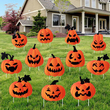 12 Pcs Halloween Yard Signs Pumpkin Yard Stakes Decoration Outdoor Decorations w