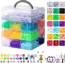 Colorful Pony Beads - 4800 Pcs for DIY Jewelry, Hair Braiding Crafting