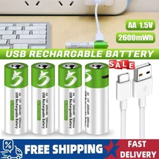 USB AA AAA 9V C D Lithium ion Rechargeable Battery 1.5V Fast Charger Type C lot