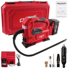 Cisivis Cordless Tire Inflator Pump For Milwaukee M18 Bettery With Car charger