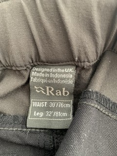 Rab Torque Mountain Pants Waist 30 Leg 32 Black & Grey