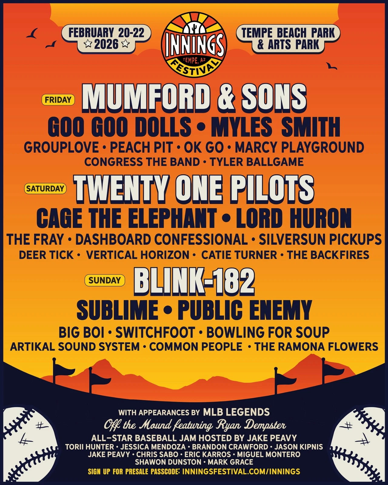 Innings Festival 2026 In Tempe AZ With B182 Mumford And Sons Poster