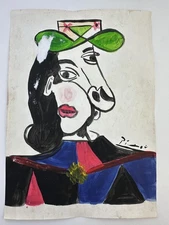 Pablo Picasso COA Art Painting Original Drawing Vintage Paper Signed