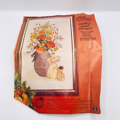 PARAGON NEEDLCRAFT CREWEL EMBROIDERY KIT 0212 ''STRAW DOLL FLORAL''  14 x 24''