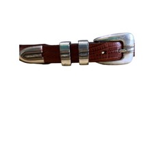 Vintage Brighton Men's Brown Teju Lizard Embossed Leather Belt