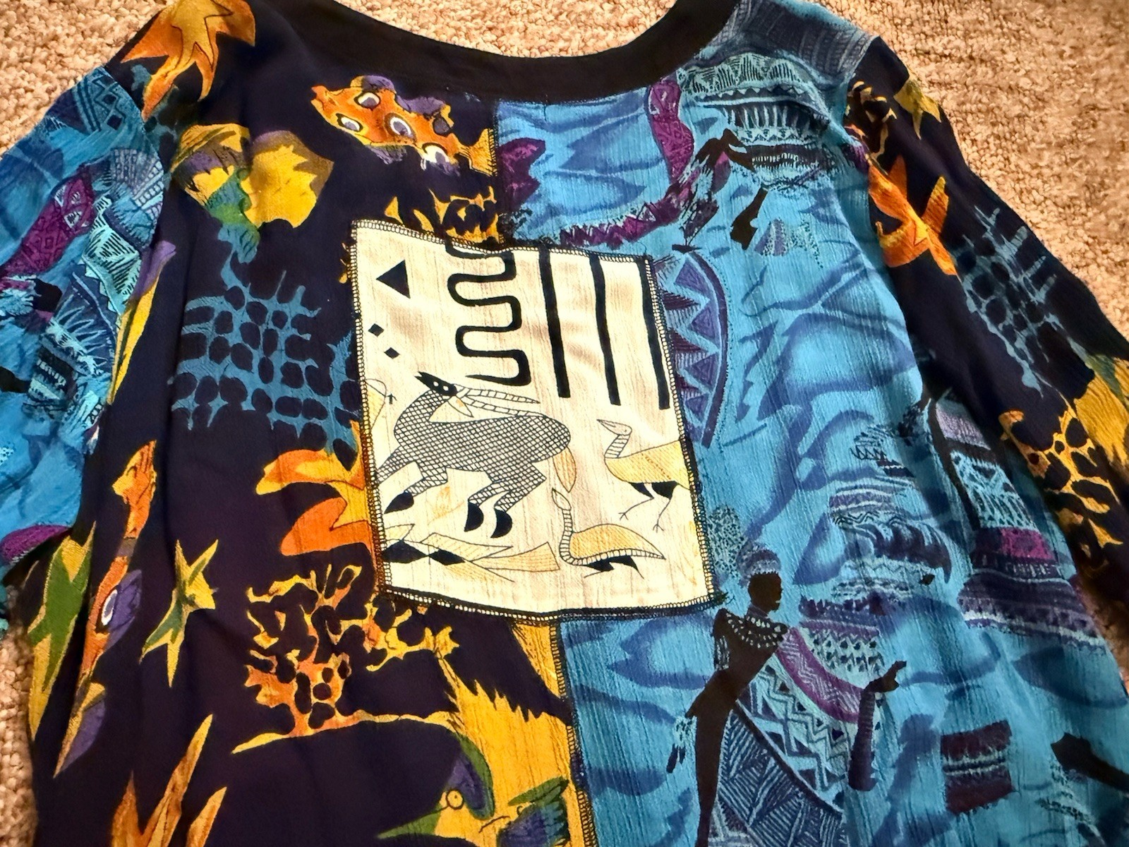 La Cera Patchwork Funky Button Tunic Top Size L B… - image 5