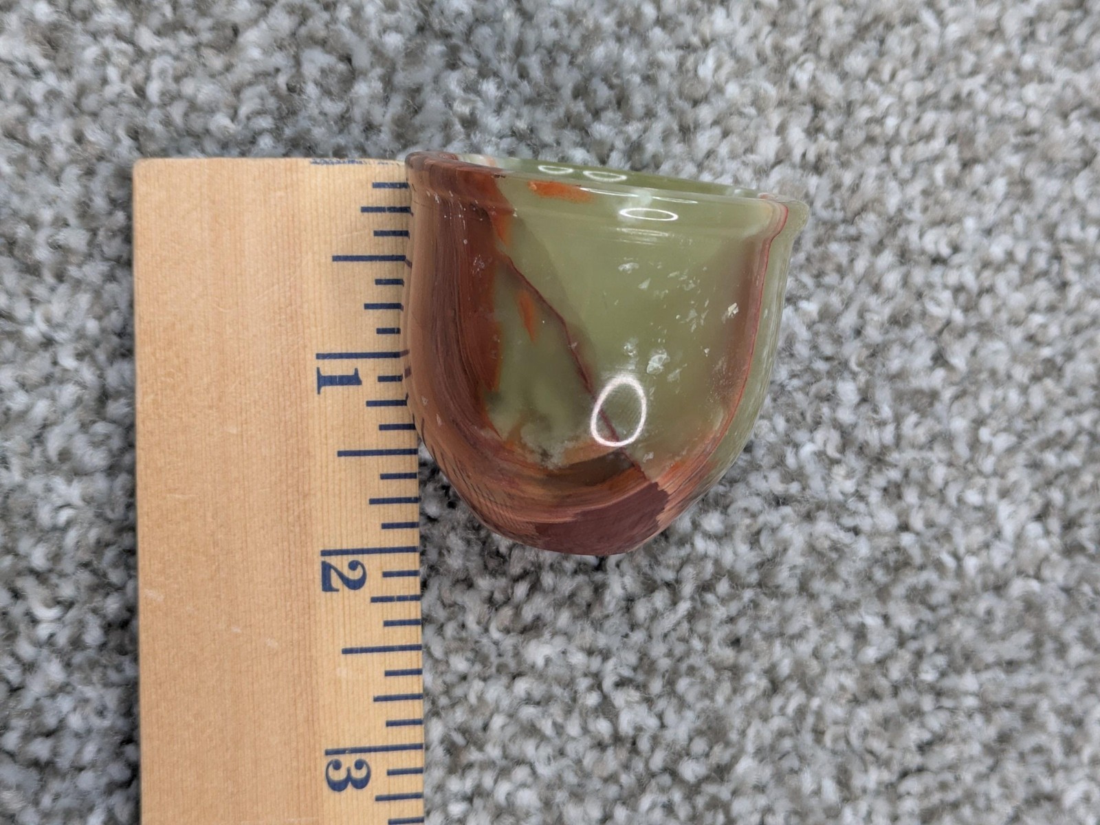 Onyx Stone Shot Glasses Set Of 4 Green Brown Agate Carved Marble Cups Vtg Decor