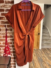 Rust Brown Coloured Stylish Wrap Dress ~ Size 2XL ~ Size 20 ~ BNWOT