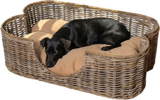DBD1003A Scallop 31" X 20" Tropical Handwoven Rattan Dog Bed with Machine Washab