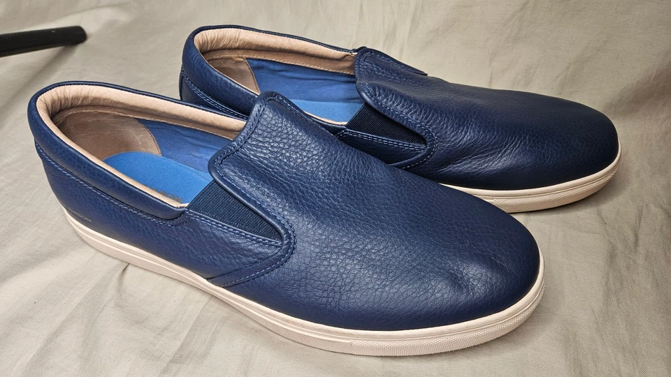 Zapatos sin cordones Mark Nason para hombre talla 12 cuero azul liso punta redonda informales cómodos Foto 2 de 4