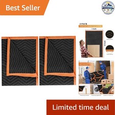 Moving Blankets 80x72 in Black 2 Pack Heavy Duty Quilted Furniture Pads