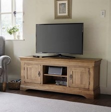 Oak Furnitureland French Farmhouse Rustic Solid Oak Large TV Cabinet