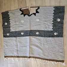Handmade Woven Serape Mexican Blanket Wrap Poncho