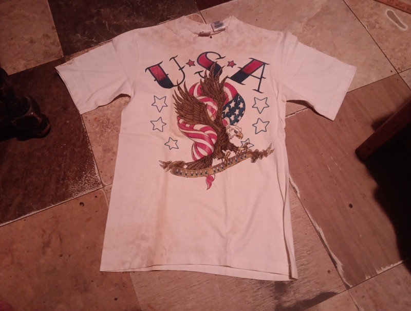 Vintage USA Tattoo Style TShirt Small Free The Brave Eagle American Flag Patriot