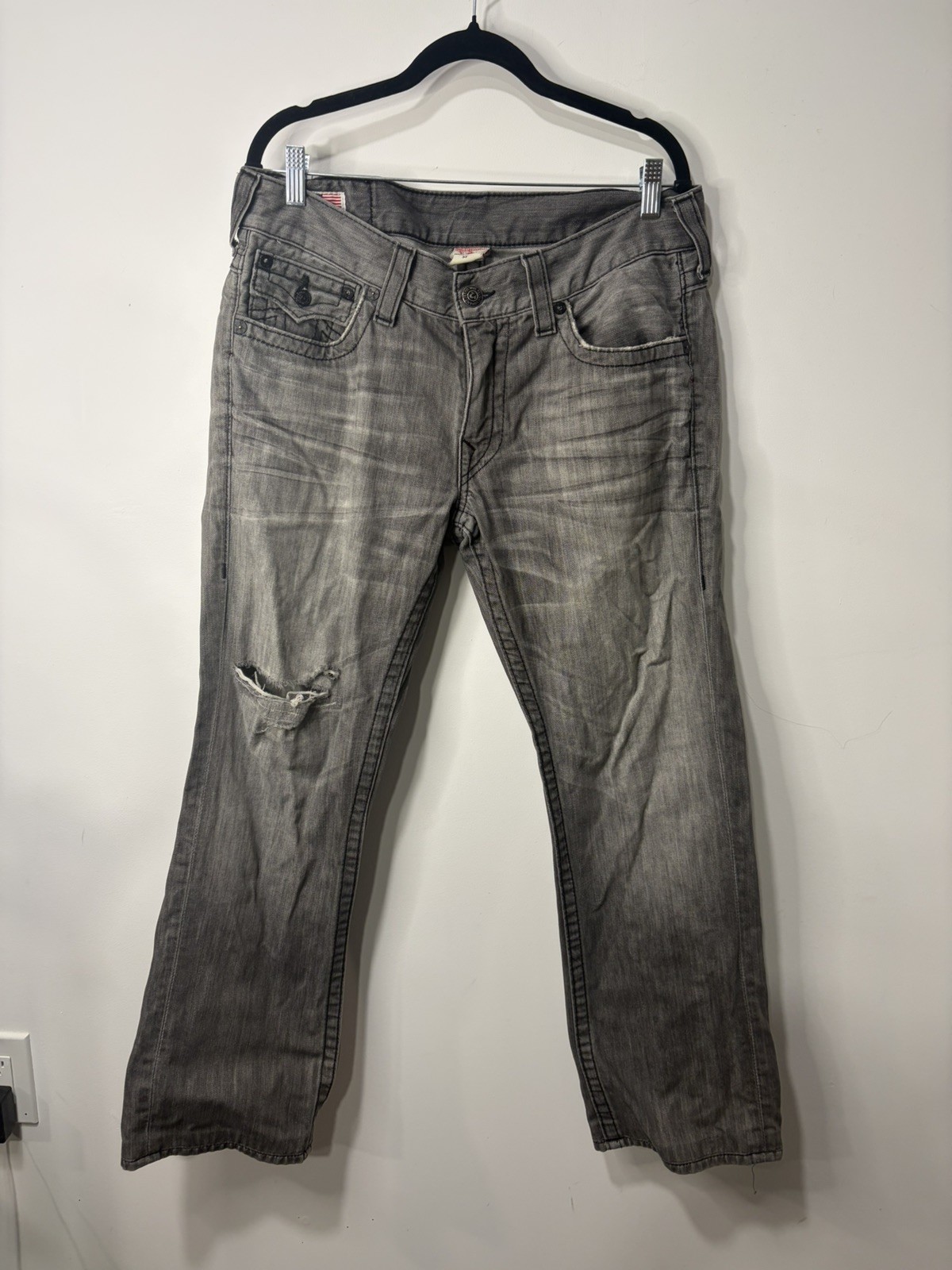 True Religion Jeans Men Size 33 Gray Flap Pockets World Tour Ricky thumbnail 4