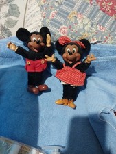 Vtg Disney 8" Mickey  Minnie Mouse w/Plastic Feet Hands  Faces Applause Brand
