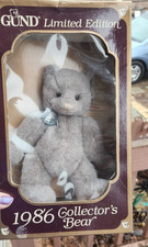 Adorable 1986 GUND Collector's Bear limit Edition Gundy Grey Teddy Bear NRFB