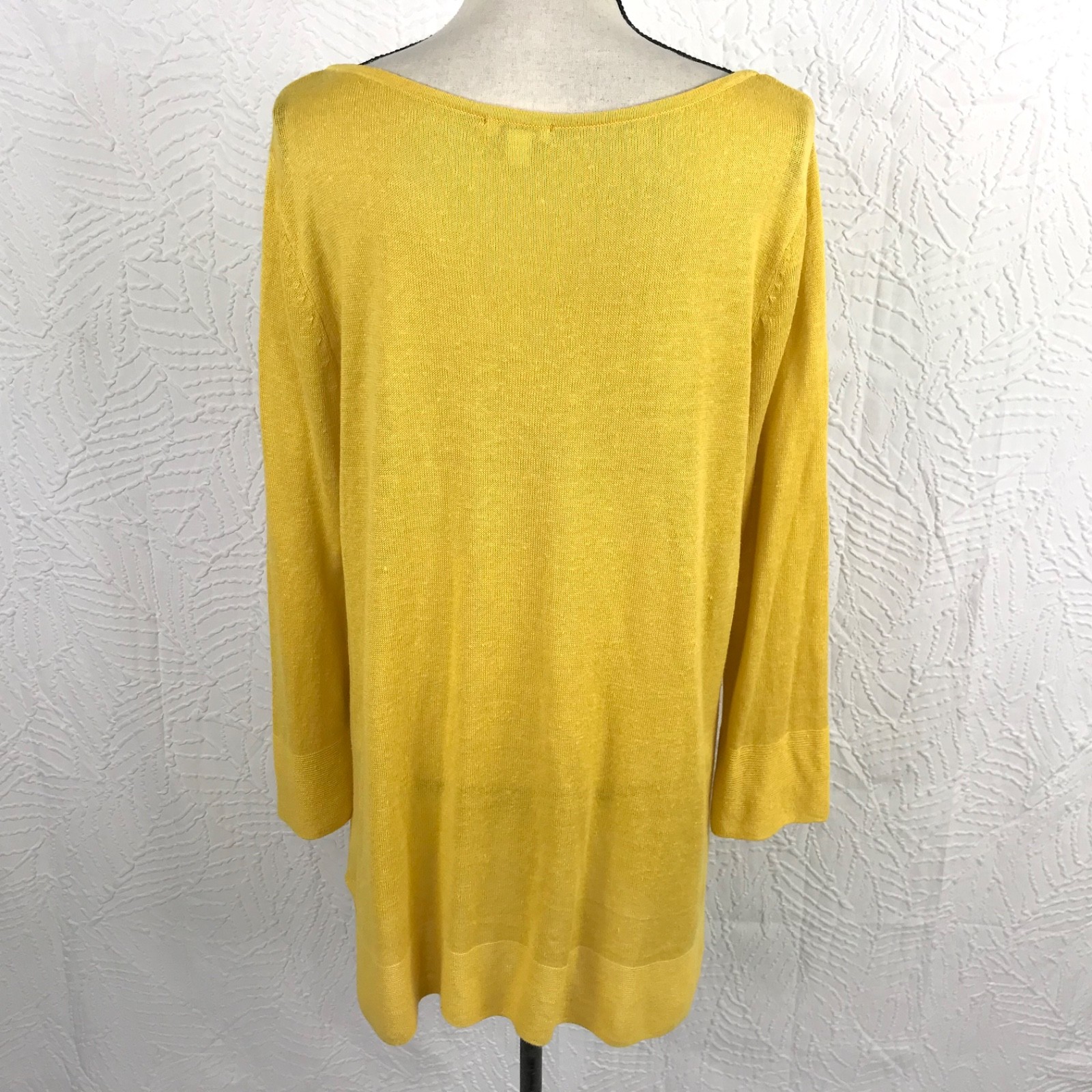 J Jill Tunic Top Sweater M Tall Linen Blend Gold Slub Knit Lightweight Beachy
