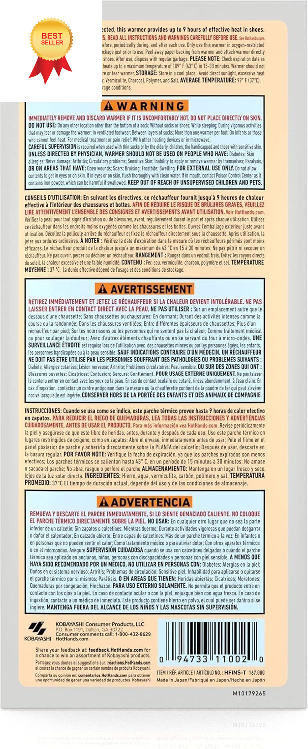 HotHands Insole Foot Warmers - Long Lasting Safe 16 Count (Pack of 1), gray 