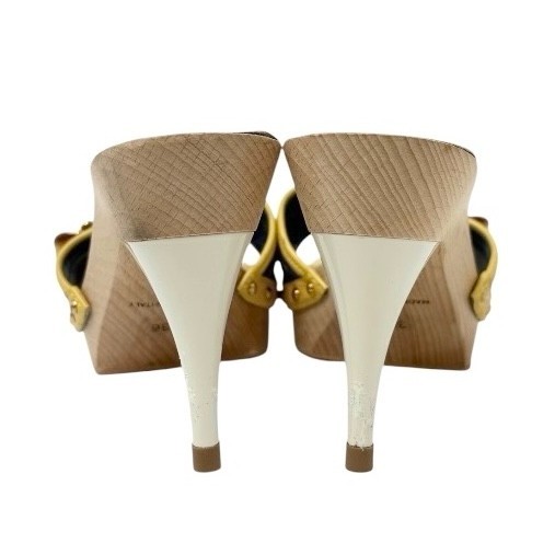 LOUIS VUITTON Vintage Logo Monogram Sandals Heels #36 Blue