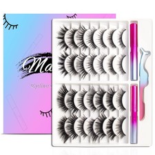 Magnetic Eyelashes Kit, Long Lasting and Reusable Magnetic lashes Natural Loo...
