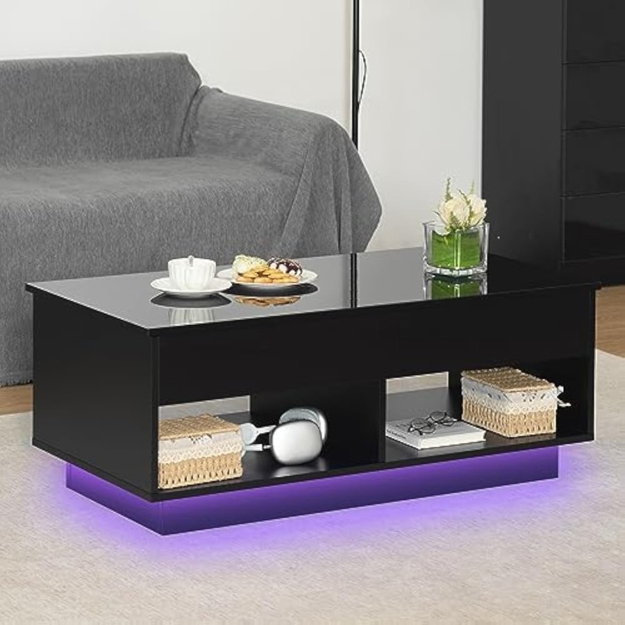 LED Coffee Table for Living Room Lift Top Coffee Tables with Storage M