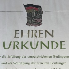 Ehren Urkunde 1952 Abzeichen MEISTER DER ARBEIT AG Wismut + Urkunden Mühltroff
