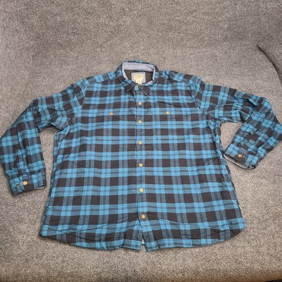 LL Bean Shacket Mens XL Black Blue Flannel Fleece Lined Button Up Shirt Jacket