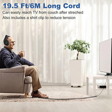 19.5Ft / 6M Extra Long Cord Headphones for TV PC with Volume Control, Spring ...