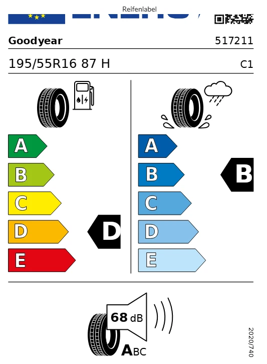 1x 195/55 R16 87H * RSC Sommer Reifen Goodyear Excellence Runflat  Demontage - Bild 3 von 3