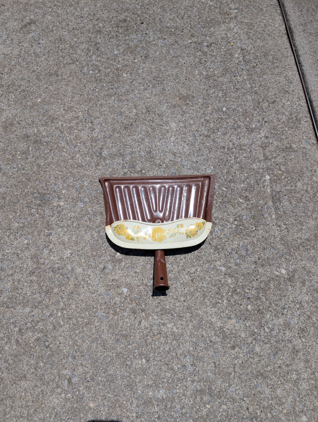 Vintage Brown JV REED Metal Tin Litho Dustpan M TABOR DUTCH FOLK ART DESIGN AF