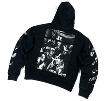 Felpa con cappuccio casual originale uomo OFF WHITE logo nero stampa quadrata taglia M/L